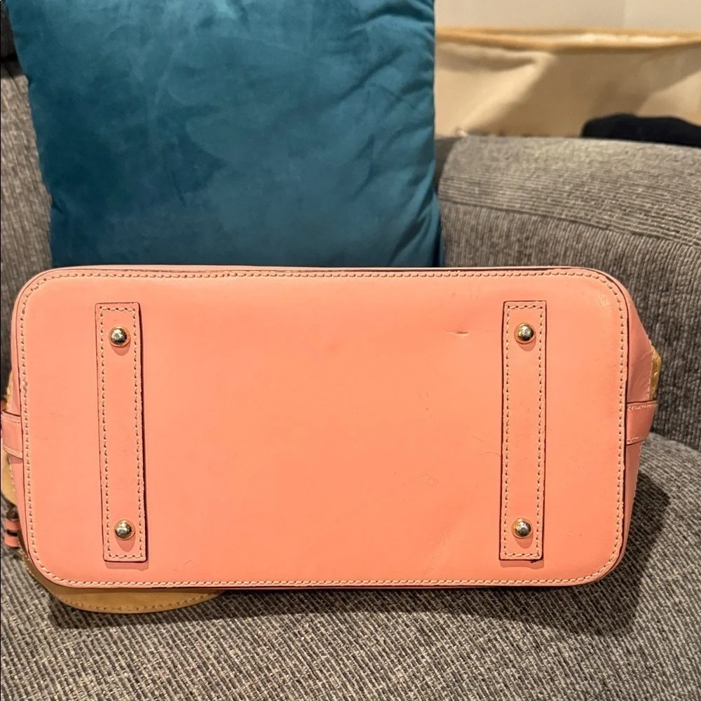 Dooney and Bourke Pink Tan Women's Handbag rare straw tote designer vintage bag